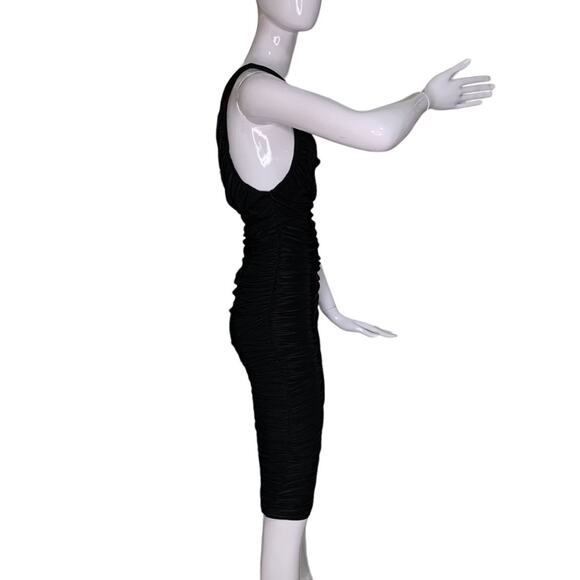 Fashion Nova NWT My Man and Me Ruched Mini Dress One Shoulders Black Size M - Picture 5 of 15